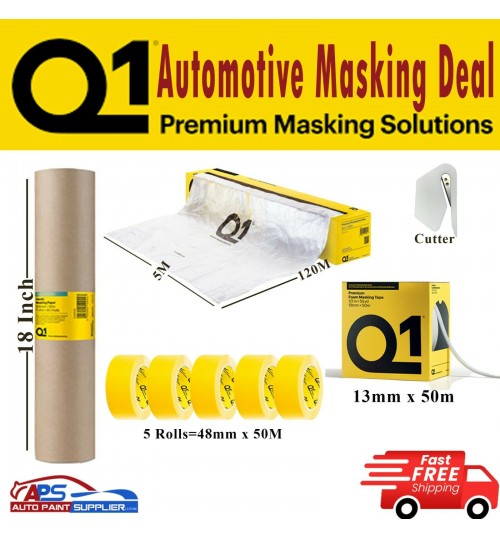 Q1 DEAL OF MASKING TAPE 48MM x 50m, MASKING POLY FILM, PAPER & FOAM EDGING TAPE